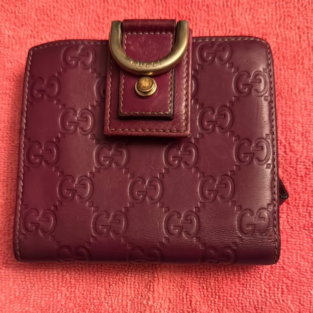 Gucci Purple Embossed Wallet with Gold-Tone Detail